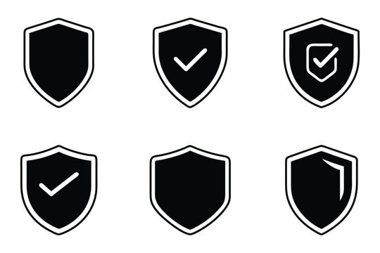 Shield outline silhouette icon set on white background