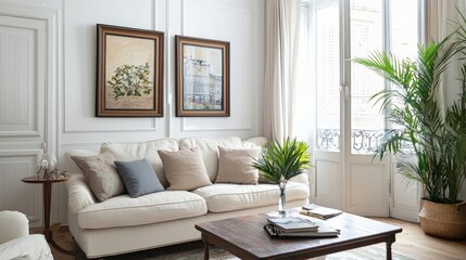 Fototapeta premium Cozy classic interior with a blend of vintage and contemporary elements
