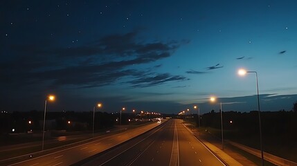 Empty express lane on highway during off-peak hours, symbolizing efficiency and opportunity in a calm, uncluttered environment.