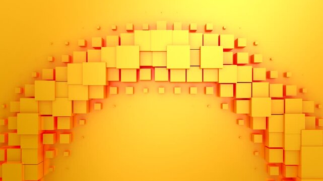 Cubes Form a Wave. Abstract motion, two color, 3d rendering, 4k resolution
