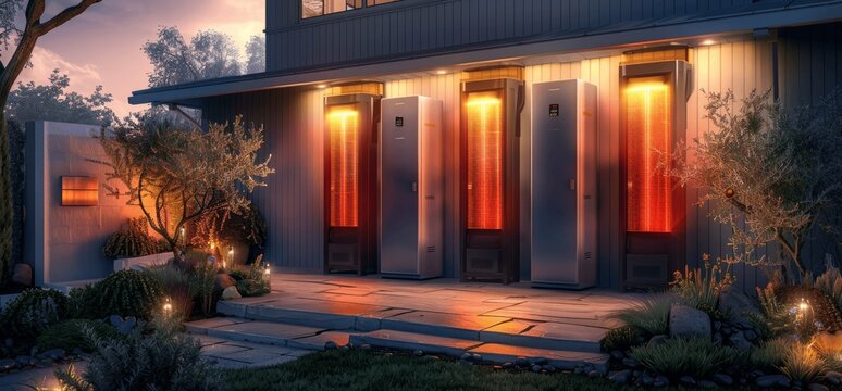 home renewable energy storage battery packs on garage wall sustainable power backup system