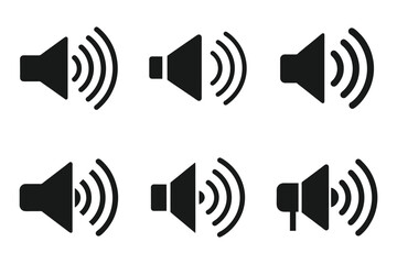 A set of Sound outline silhouette icons on a white background