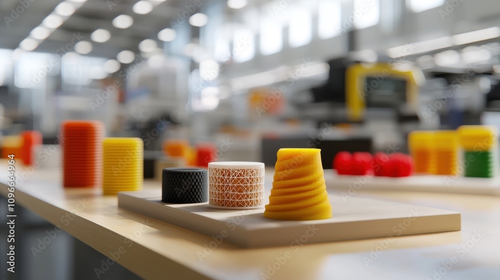 Fototapete futuristic 3d printing lab displaying multiple printers and models
