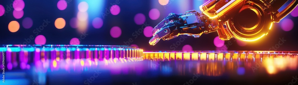 Fototapete modern automated production line with conveyor belts and robotics