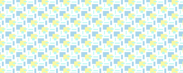 カラフルなパターン模様の背景　壁紙　布地　ブルーと黄色と青のタイル