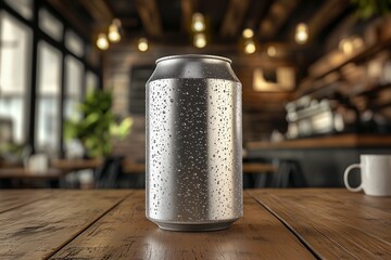 A high quality mockup of a metallic beverage can, perfect for showcasing brand designs and packaging concepts in a sleek, modern presentation