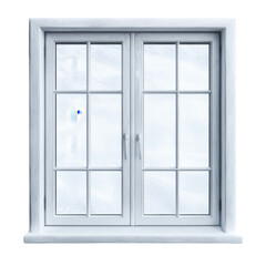 Modern White Double Window With Snowy View In Frosty Winter Setting Featuring Elegant Frame and Clean Glass Design