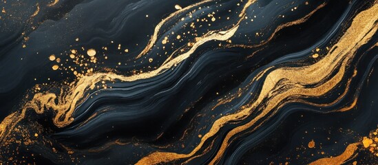 Obraz premium Vivid black and gold ornament with radiant golden highlights, polished and refined finish 