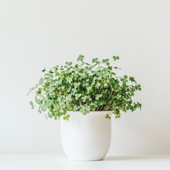 Fototapeta premium vased clover plants on a white desk