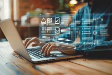 Efficient Business Document Management Online Survey Checklist Evaluation Digital Icons Technology