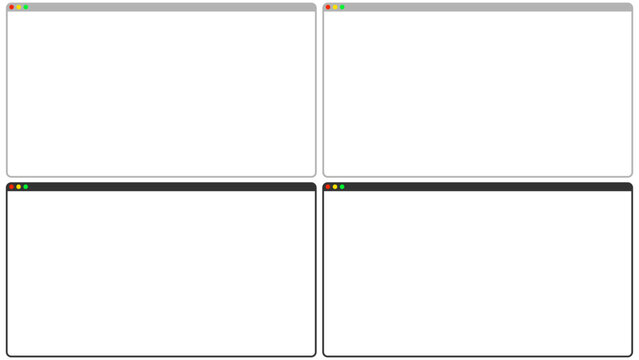 PCウィンドウ タイプ5 ライト/ダークUIセット (macOS風, SVG形式)