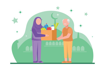 Charity and donation concept. Colored flat vector illustration isolated.