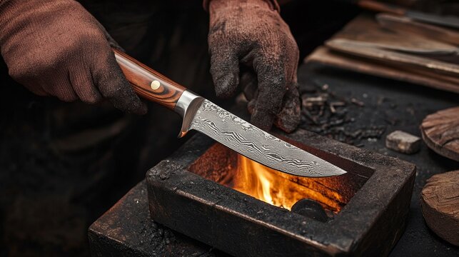 Unique Handmade Knife Forging Process with Craftsman at Work
