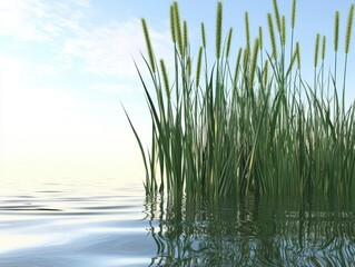 Serene Marsh Grass by the Water: A Peaceful Nature Scene