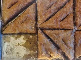 baklavas pieces sugar  syrop sweet
