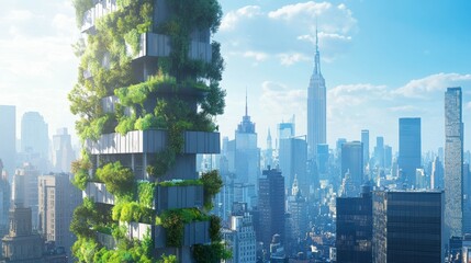Obraz premium Innovative ecofriendly skyscraper designs transform urban skyline global architecture sustainable living nature-friendly concept