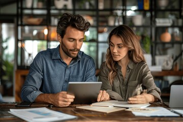 Young Business Team Collaborating on Tablet in Modern Office Sharing Work Plan and Ideas