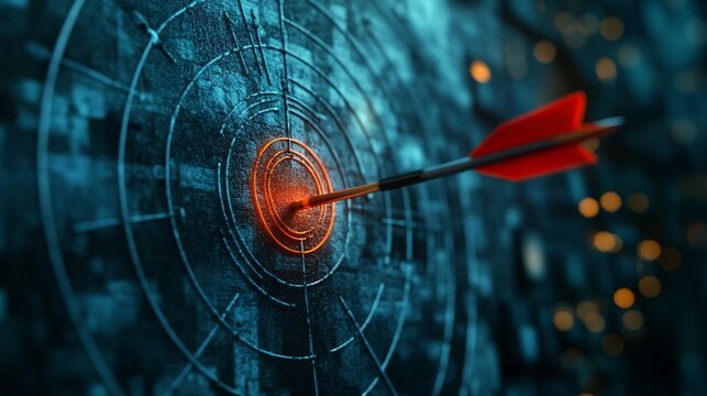 Visualization of a precise target highlighting and recognizing financial goals achievements and profit driven growth opportunities  Showcasing the accuracy strategy