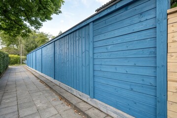 Fototapeta premium Grain blue paint on a wooden accent wall, wood, natural, blue paint, wooden accent wall