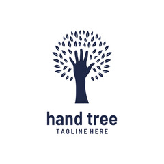 hand tree logo , Symbol icon Design Template.