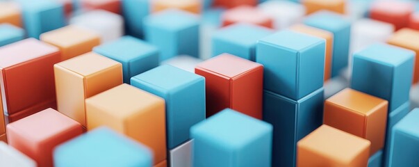 Obraz premium Floating 3D cubes and graphs representing data, forming a creative business strategy, data creativity, innovative business solutions