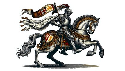 Knight in Shining Armor on a Decorated Steed