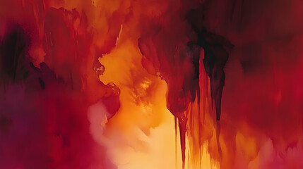 Abstract fiery sunset landscape painting.  Warm colors evoke passion, energy, and warmth. Perfect for design projects needing a dramatic, intense backdrop.