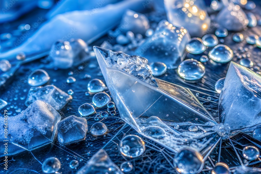 Canvas Prints ice crystals and water droplets displaying beautiful ice texture