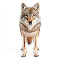 Fototapeta premium Captivating Portrait of Majestic Wolf on White Background