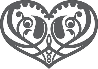 Heart stencil. Black romantic decorative laser cutout