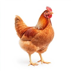 Fototapeta premium Detailed Macro Photograph of a Vibrant Red Adult Hen on White Background