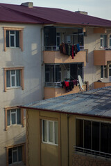 Drying clothes on the balcony