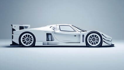 Obraz premium Sleek white sports car in a studio setting.