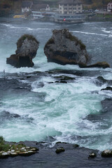 Rhine Falls with Laufen Castle in Neuhausen am Rheinfall. Canton Schaffhausen in Switzerland