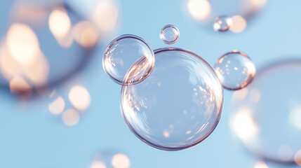 Rainbow soap bubbles on bright colorful background close up