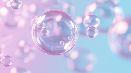 Rainbow soap bubbles on bright colorful background close up