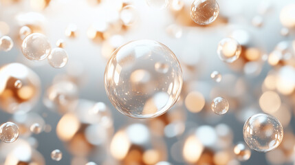 Fototapeta premium Rainbow soap bubbles on bright colorful background close up