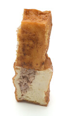 fried tofu bubble on white background
