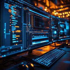 Obraz premium Online learning for creative professionals using software tools (close up, software theme, dynamic, Multilayer, editing interface backdrop)