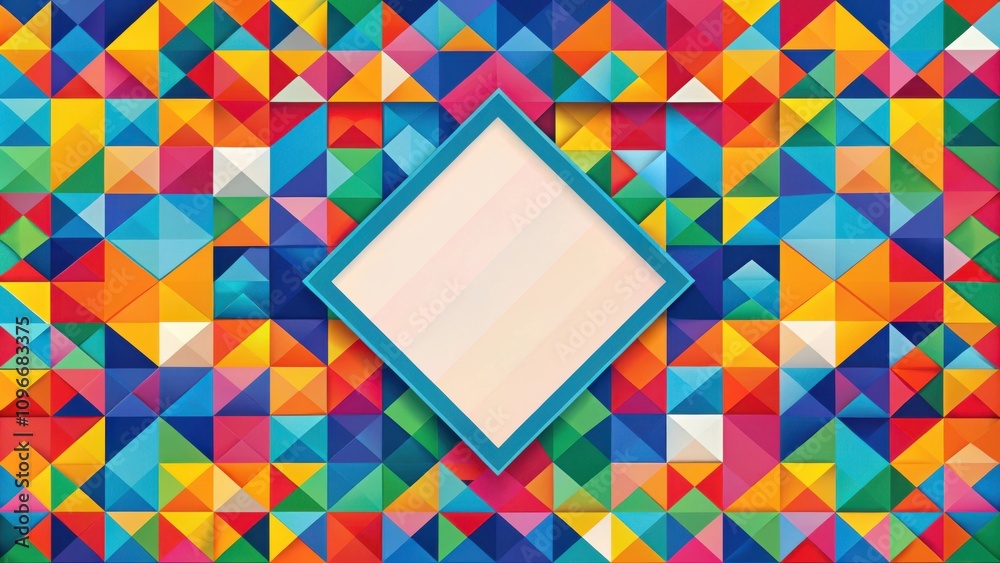Poster abstract geometric background with a blank frame in the center, perfect for showcasing your message 