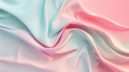 Fototapeta premium Dreamy Pastel Drape: A soft and flowing fabric, draped in a gentle embrace of pastel pink and blue hues. The fabric's delicate folds and ripples, evoking a sense of tranquility and ethereal beauty.
