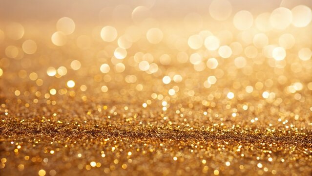 Dazzling gold defocused glitter effect with iridescent sheen, captivating, gold, dazzling