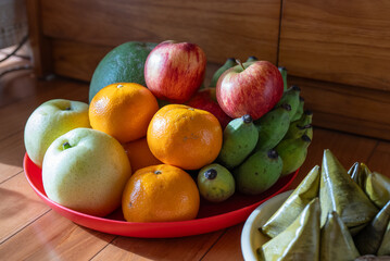 Many Kinds of Fruits, Stuffed Dough Pyramid, Preparing for Chinese New Year Celebration