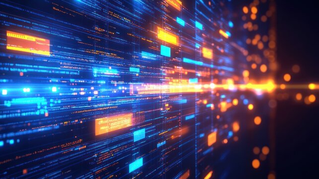 Abstract digital visualization of data streams with vibrant colors.
