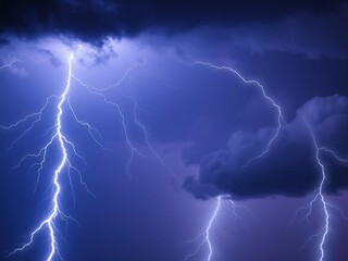 Eerie lightning strikes in a dark thunderstorm sky with ominous clouds in the background, clouds, ominous clouds, thunderstorm