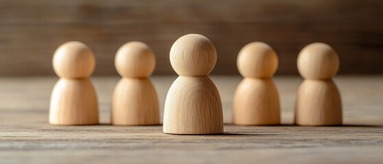 A group of wooden figurines arranged to symbolize a positive candidate experience in a strategic recruitment process for employee engagement and organizational success