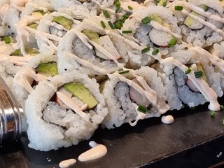 shushi and japanese chinese food in restaurant