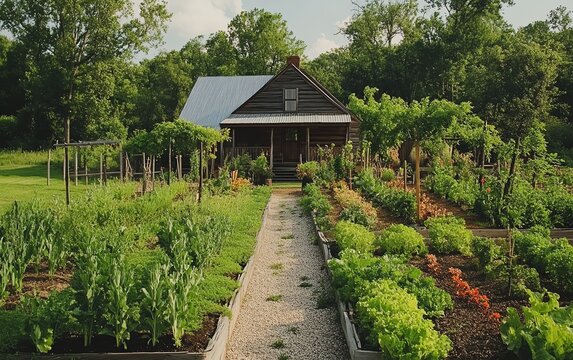 From farm to fork embracing the simplicity of fresh, homegrown food, showcasing vibrant vegetables and fruits harvested from a sustainable garden