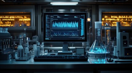 Obraz premium Modern Laboratory Research: Data Analysis and Scientific Experimentation