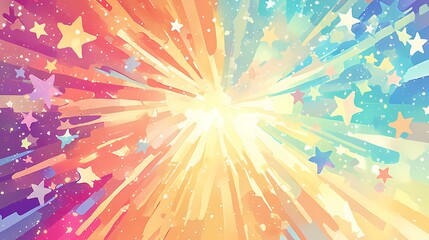 rainbow color light stars illustration poster background